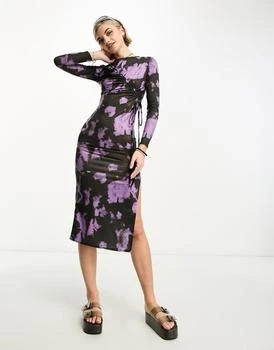 Daisy Street | Daisy Street long sleeve bodycon maxi dress in purple print 4.5折, 独家减免邮费
