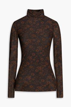 ganni floral pleated shirtdress, Ganni | Floral-print stretch-mesh turtleneck top商品图片 4.9折