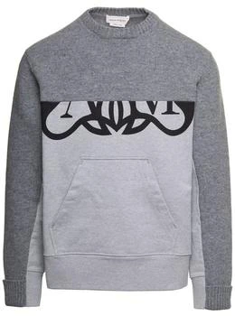 推荐Grey Crewneck Sweatshirt With Logo Print At The Front In Wool商品
