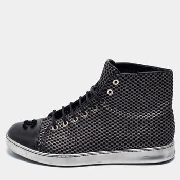 美国香奈儿鞋, [二手商品] Chanel | Chanel Black Mesh and Leather CC Cap Toe High Top Sneakers Size 40.5商品图片 9.1折