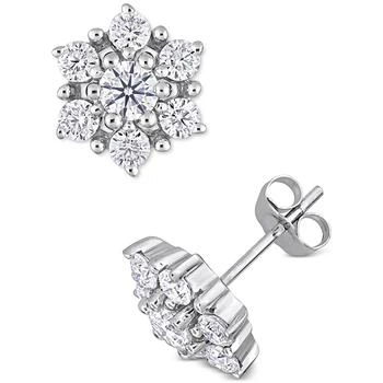 Macy's | Lab-Created Moissanite Snowflake Cluster Stud Earrings (1-1/3 ct. t.w.) in 10k White Gold,商家Macy's,价格¥11524