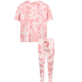 推荐Tie dye logo t shirt and track pants set in pink and white商品