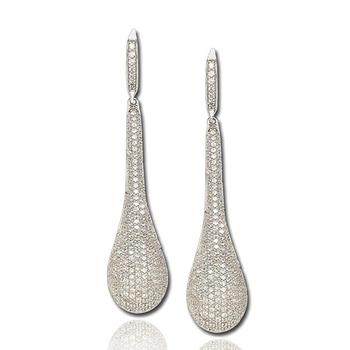 Suzy Levian | Suzy Levian Sterling Silver White Cubic Zirconia Teardrop Earrings商品图片,