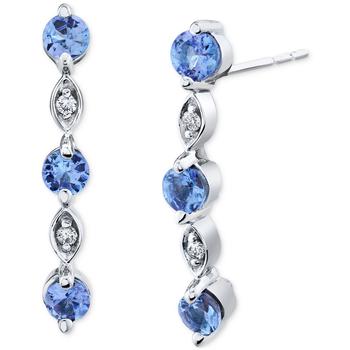 商品Macy's | Tanzanite (7/8 ct. t.w.) & Diamond (1/20 ct. t.w.) Linear Drop Earrings in 14k White Gold,商家Macy's,价格¥2068图片