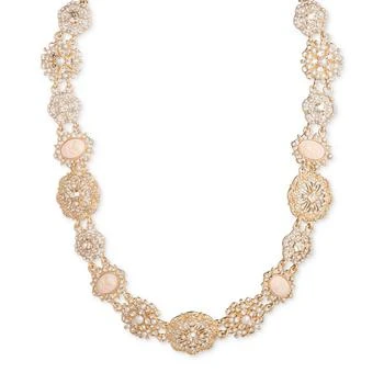 MARCHESA | Gold-Tone Crystal & Imitation Pearl Flower Cameo Collar Necklace, 16" + 3" extender,商家Macy's,价格¥1116