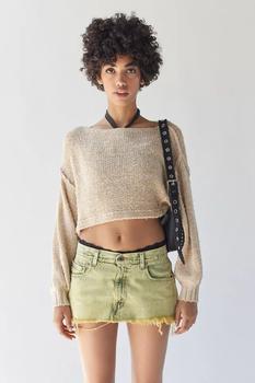 推荐Urban Renewal Remade Low-Rise Overdyed Gummy Denim Mini Skirt商品