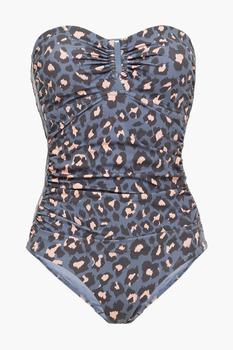 推荐Separates Rectangle Link ruched leopard-print bandeau swimsuit商品