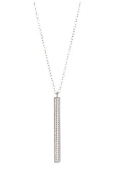 商品White Rhodium Plated Swarovski Crystal Accented Bar Drop Necklace图片