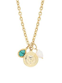 商品Italian Summer Sicily 18K Gold-Plated, Pearl & Turquoise Pendant Necklace图片