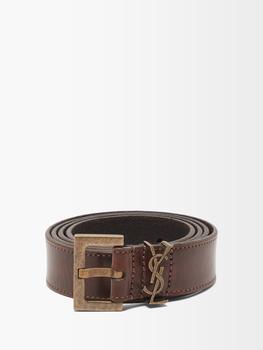 Yves Saint Laurent | YSL-monogram leather belt商品图片,