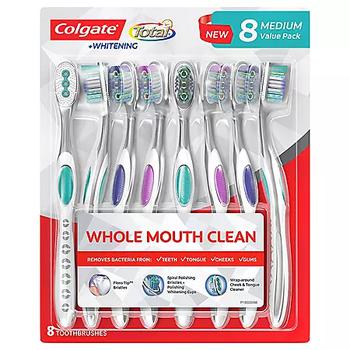 商品Colgate Total + Whitening Toothbrush, Soft or Medium (8 pk.),商家Sam's Club,价格¥95图片