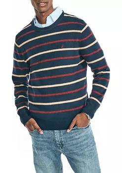 Nautica | Sustainably Crafted Striped Crew Neck Sweatshirt商品图片,