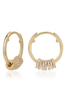 Gabi Rielle好不好, Gabi Rielle | Wrapped and Ready Collection 14k Yellow Gold Vermeil Pave Cylinder Hoop Earrings商品图片 4.9折