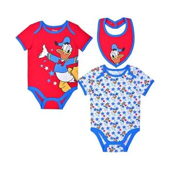 Children's Apparel Network | Baby Boys and Girls Donald Duck Red, White Mickey & Friends Bodysuit & Bib Three-Pack Set,商家Macy's,价格¥164