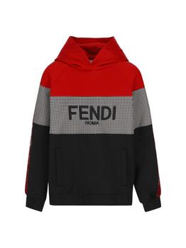 推荐Fendi Kids Logo Detailed Color-Block Hoodie商品