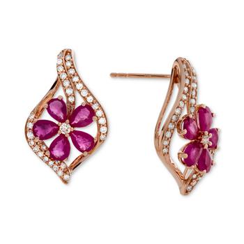 商品Emerald (1-1/2 ct. t.w.) & Diamond (1/3 ct. t.w.) Stud Earrings (Also in Tanzanite & Ruby)图片