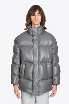 Emporio Armani | Emporio Armani Caban Coat Grey leather oversized puffer jacket.商品图片,7.5折