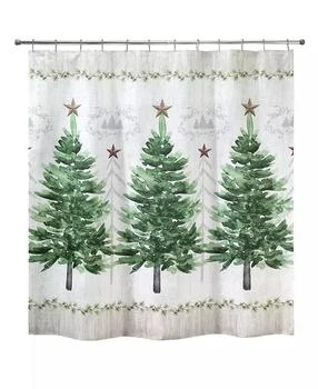 Avanti | Trees with Gold Star Holiday Shower Curtain, 72" x 72",商家Macy's,价格¥231