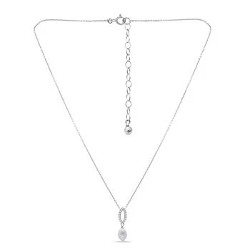 Macy's | White Cultured Pearl and Pave Cubic Zirconia Pendant Necklace,商家Macy's,价格¥169