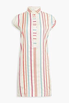 推�荐Striped silk and cotton-blend poplin mini dress商品