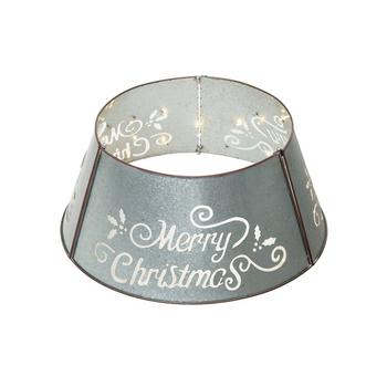 推荐Galvanized "Merry Christmas" Diecut Metal Tree Collar with Light String Kd, 26"商品