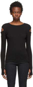 Helmut Lang | SSENSE Exclusive Black Slash Long Sleeve T-Shirt商品图片,6.6折