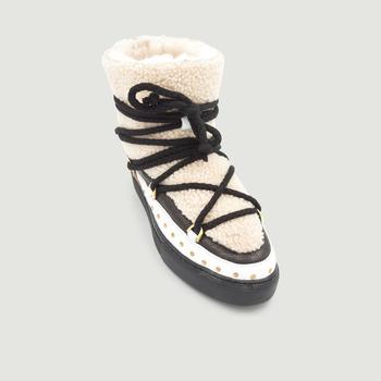 INUIKII | Curly Rock leather and wool boots with studs Cream Inuikii商品图片,满$200享9折, 满折