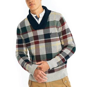 推荐Nautica Mens Shawl Collar Plaid Pullover Sweater商品