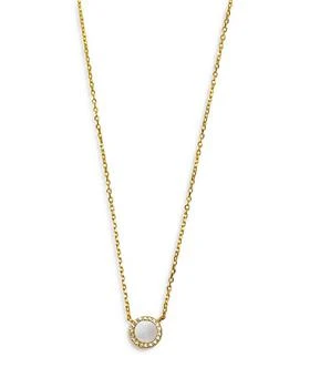 Argento Vivo | Cubic Zirconia & Mother Of Pearl Halo Pendant Necklace in 18K Gold Plated Sterling Silver, 16"-18",商家Bloomingdale's,价格¥434