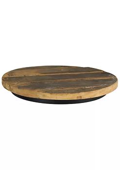 商品Riser with Round Shape and Wooden Frame, Large, Brown and Black图片