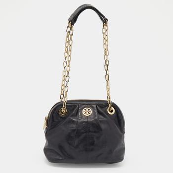 tory burch包链条包, [二手商品] Tory Burch | Tory Burch Black Leather Chain Satchel商品图片 6.2折