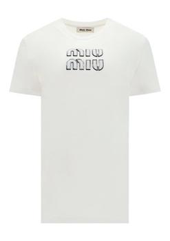 Miu Miu | Miu Miu Logo Detailed Crewneck T-Shirt商品图片,7.6折