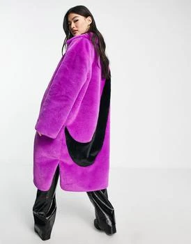 NIKE | Nike long faux fur swoosh coat in vivid purple and black 7.5折, 独家减免邮费