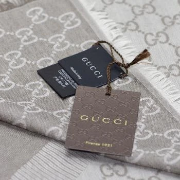 Gucci | Gucci 古驰 浅灰色真丝羊毛混纺围巾,商家Unineed,价格¥2650