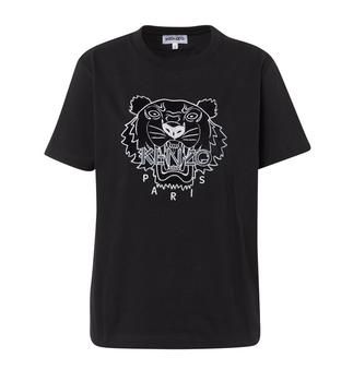 推荐Kenzo Ladies Black Icon Tiger Logo-Embroidered T-Shirt, Size Large商品