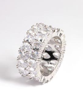 商品Lovisa | Diamond Simulants Rhodium Wide Statement Ring,商家Premium Outlets,价格¥161图片