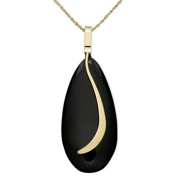 商品14k Gold Necklace, Onyx Almond Sweep Pendant图片