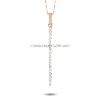 商品LB Exclusive | 14K Rose Gold 0.26 ct Diamond Cross Pendant Necklace,商家Jomashop,价格¥3111图片
