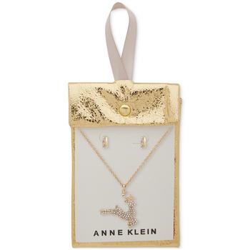 Anne Klein | Gold-Tone Reindeer Pendant Necklace & Earrings Set商品图片,5折