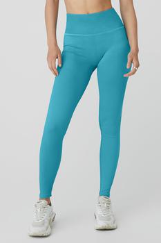 Alo | Seamless High-Waist Ribbed Legging - Blue Splash商品图片,