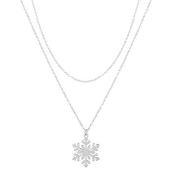 Unwritten | Silver Plated Snowflake Pendant Faux Layered Necklace商品图片,5折, 独家减免邮费