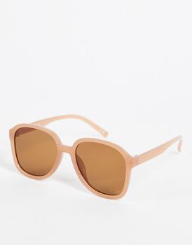 ASOS | ASOS DESIGN oversized square sunglasses with brown lens in taupe - BROWN商品图片,6折