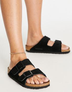 Birkenstock是什么牌子, Birkenstock | Birkenstock Arizona suede flat sandals in black商品图片 