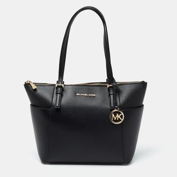 推荐Michael Kors Black Leather Medium Jet Set Tote商品