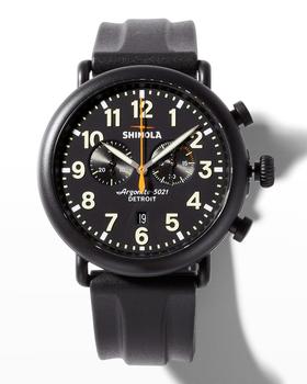 推荐Men's 47mm Runwell 2-Eye Chrono Rubber Watch商品