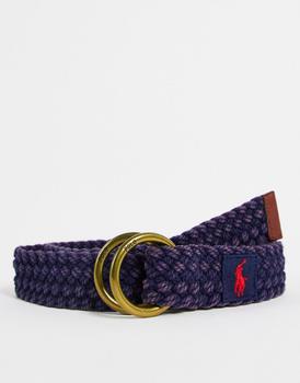 推荐Polo Ralph Lauren woven belt with pony logo in black商品