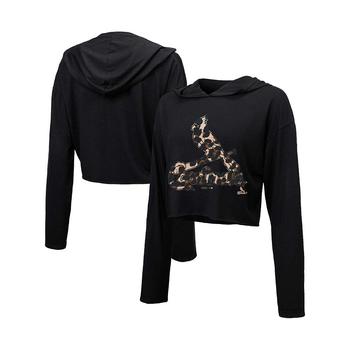 Majestic, Majestic | Women's Threads Black St. Louis Cardinals Leopard Cropped Hoodie商品图片 