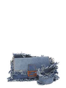 Fendi | Fendi Regular Baguette Fringed Denim Bag商品图片,6.7折