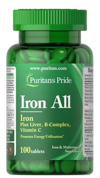 商品Puritan's Pride | All Iron, 100 Tablets,商家Puritan's Pride,价格¥83图片