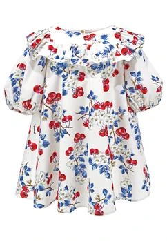 MONNALISA | Monnalisa Floral-Printed Puff-Sleeved Crewneck Dress 8.1折